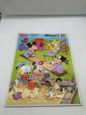 Vintage 1984 Golden Disney Babies Mickey Donald Pluto Frame Tray EUC